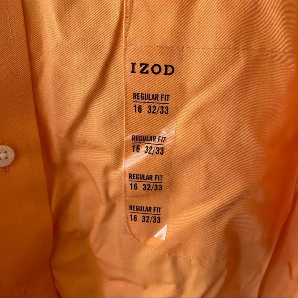 NWT: Izod - Regular Fit - Orange Men's Dress Shirt - Neck: 16 - Sleeve: 32/33_2